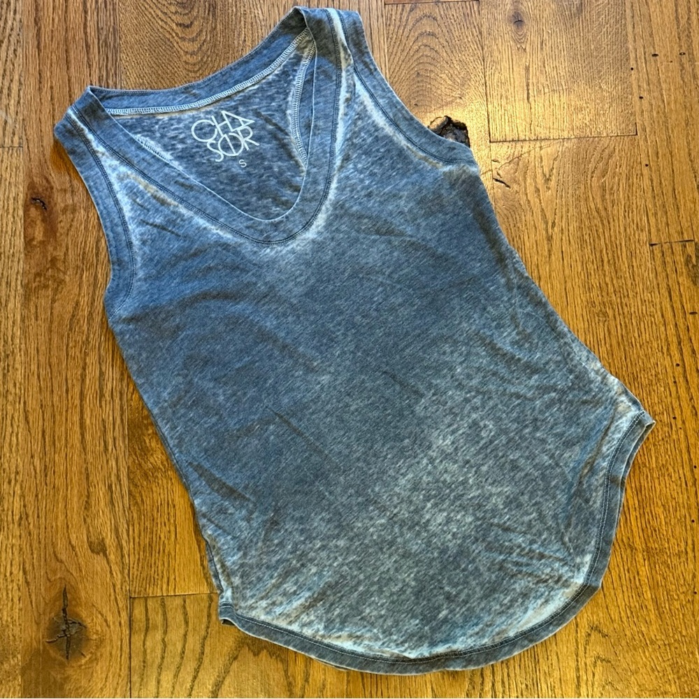 Chaser Washed Slate Blue V-Neck Tank